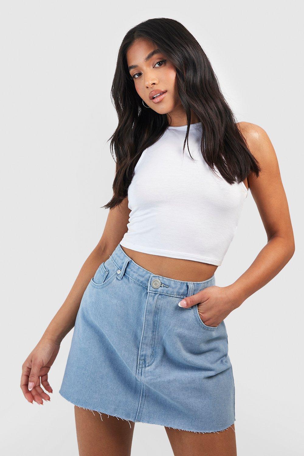 Boohoo micro mini denim skirt best sale